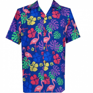 Hawaiian camiseta para hombre Flamenco hoja de impresión playa Aloha Party ricos