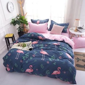 Funda nórdica Microfibra Flamenco Animal Patrón Juego de cama de funda de edredón (Azul, 220x240cm)
