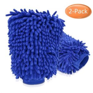 Guante Microfibra de Limpieza Lavado para Coche 2 En 1 (Azul)