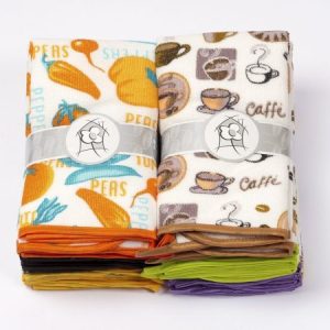 12 paños de cocina RIZO CON RIBETE DE COLOR 100% MICROFIBRA