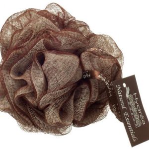 Esponja exfoliante de malla de nylon color crema y chocolate - con correa de muñeca