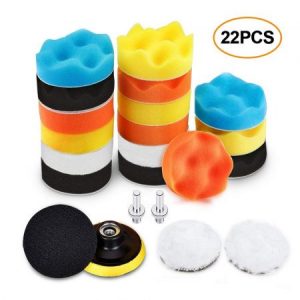 Esponja Pulir para Coche, Unibelin 22pcs Pulido Lana Kit M10 Adaptador Accesorio Cojín Pulido Depilación Coche Pulido Almohadillas para Coche Pulidora Buffer Encerador Lijadora