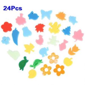 24pcs colorido de diferentes formas kids ninos manualidades pintura esponja sello diy