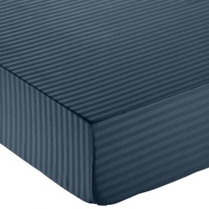 Sábana bajera deluxe de microfibra, a rayas, 135 x 190 x 30 cm - Azul marino